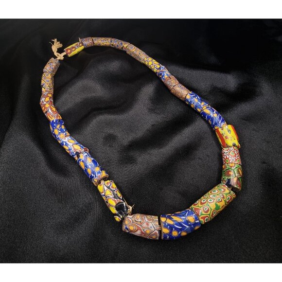 Antique African Millefiori Trade Bead Necklace With Colorful Glass Beads - Picture 2 of 5